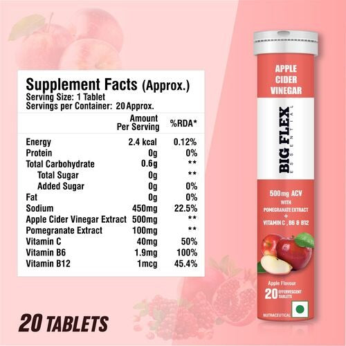 Bigflex Apple Cider Vinegar 500mg Effervescent Tablets