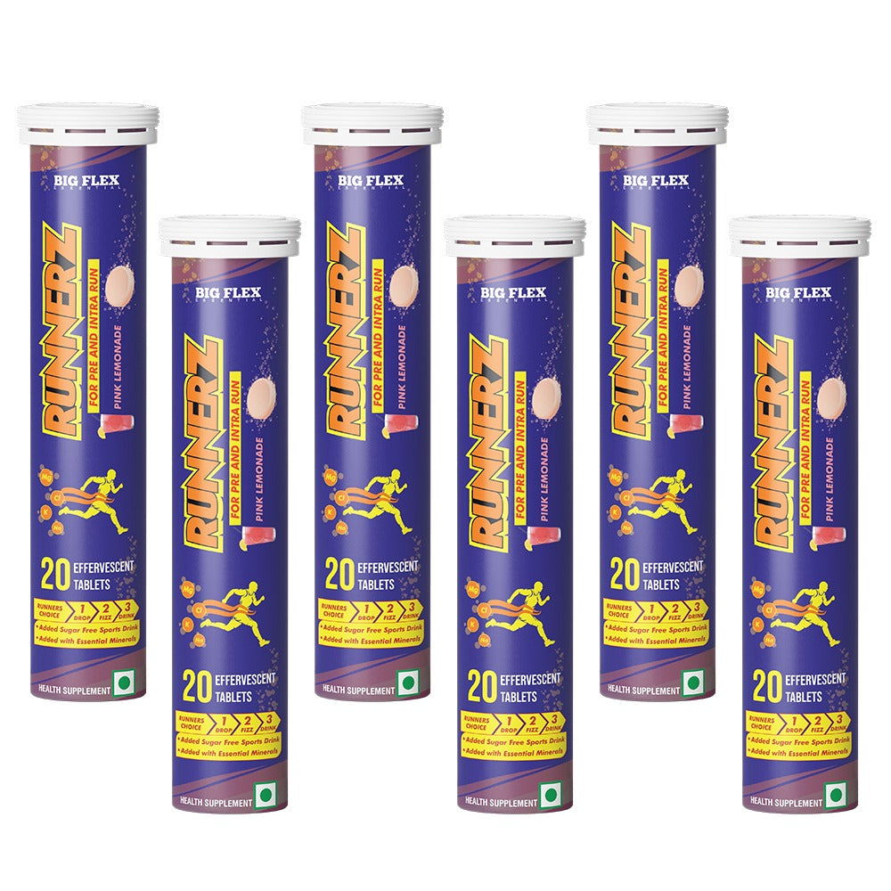 Bigflex Runnerz For Pre &amp; Intra Run, Engineered Vitamins &amp; Minerals Supplement For Endurance &amp; Energy (Pink Lemonade) 20 Tablets
