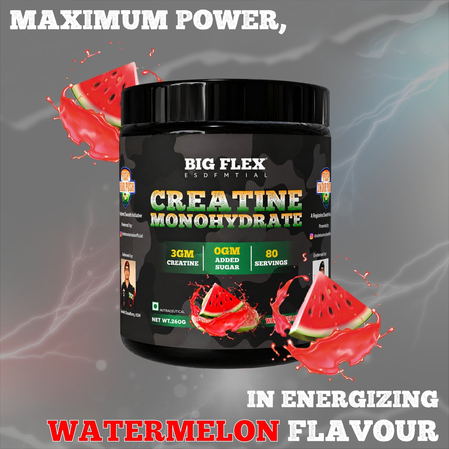 Bigflex Desh Ka Creatine Monohydrate 3g Pure Creatine Per Serving- 260g - 80 Servings