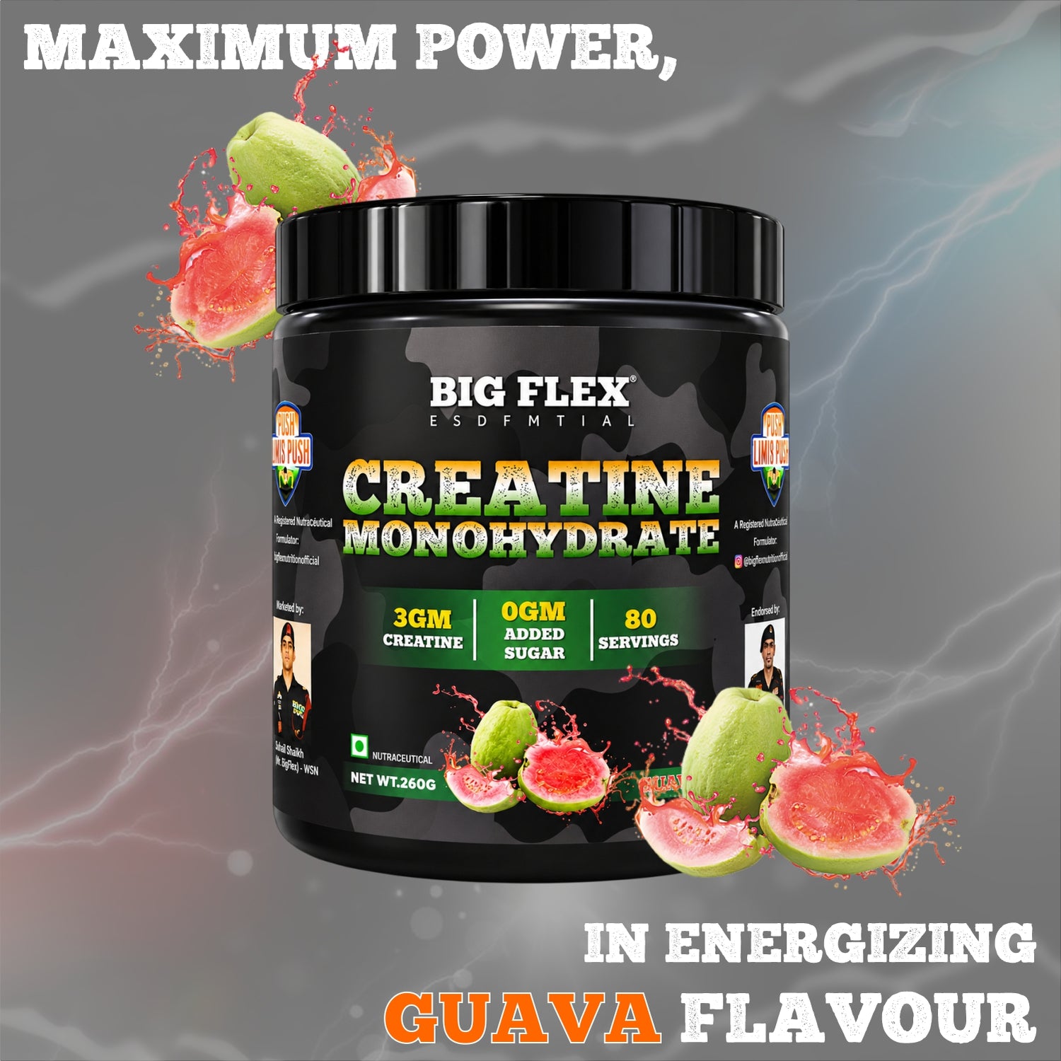 Bigflex Desh Ka Creatine Monohydrate 3g Pure Creatine Per Serving- 260g - 80 Servings