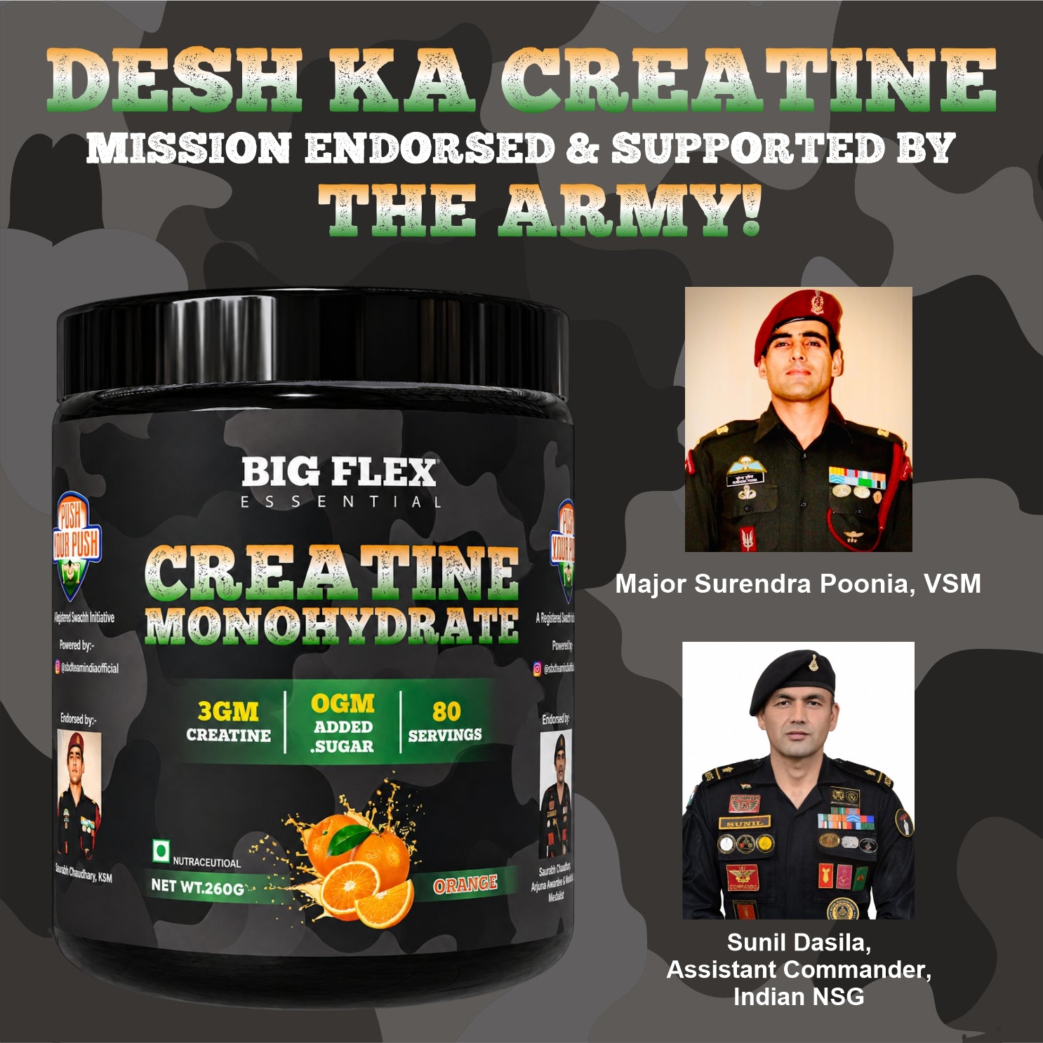 Bigflex Desh Ka Creatine Monohydrate 3g Pure Creatine Per Serving- 260g - 80 Servings