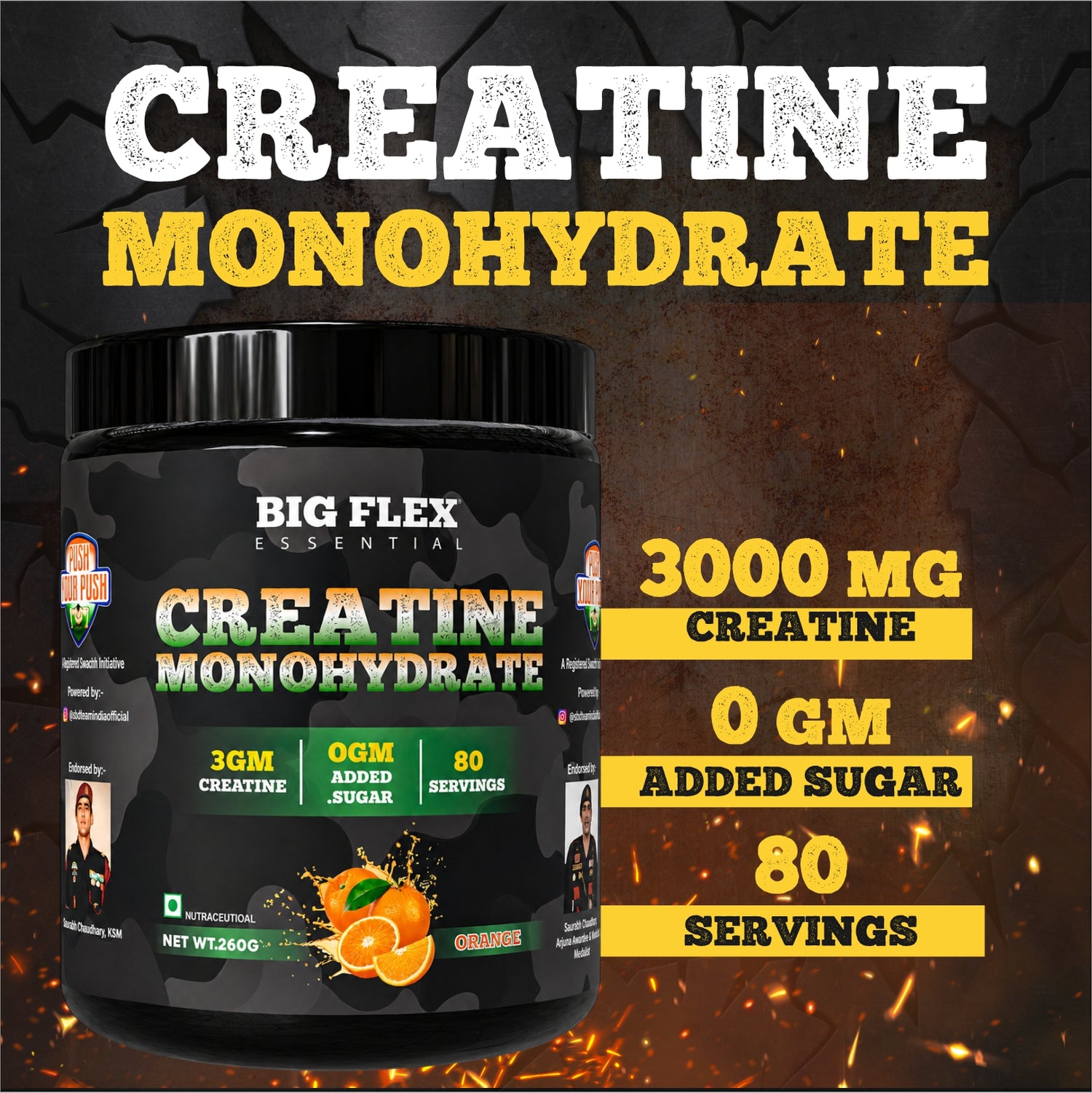 Bigflex Desh Ka Creatine Monohydrate 3g Pure Creatine Per Serving- 260g - 80 Servings