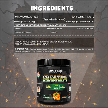 Bigflex Desh Ka Creatine Monohydrate 3g Pure Creatine Per Serving- 260g - 80 Servings
