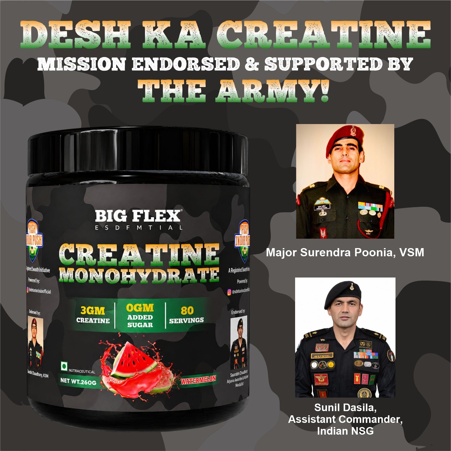 Bigflex Desh Ka Creatine Monohydrate 3g Pure Creatine Per Serving- 260g - 80 Servings