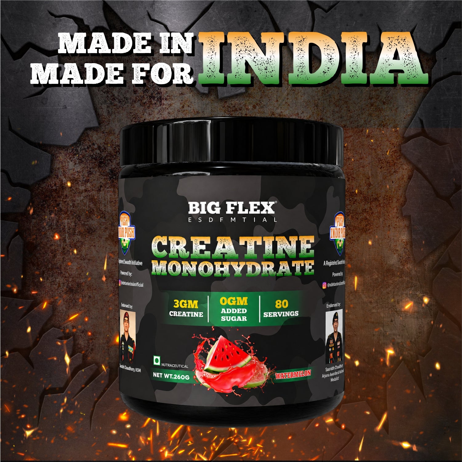 Bigflex Desh Ka Creatine Monohydrate 3g Pure Creatine Per Serving- 260g - 80 Servings