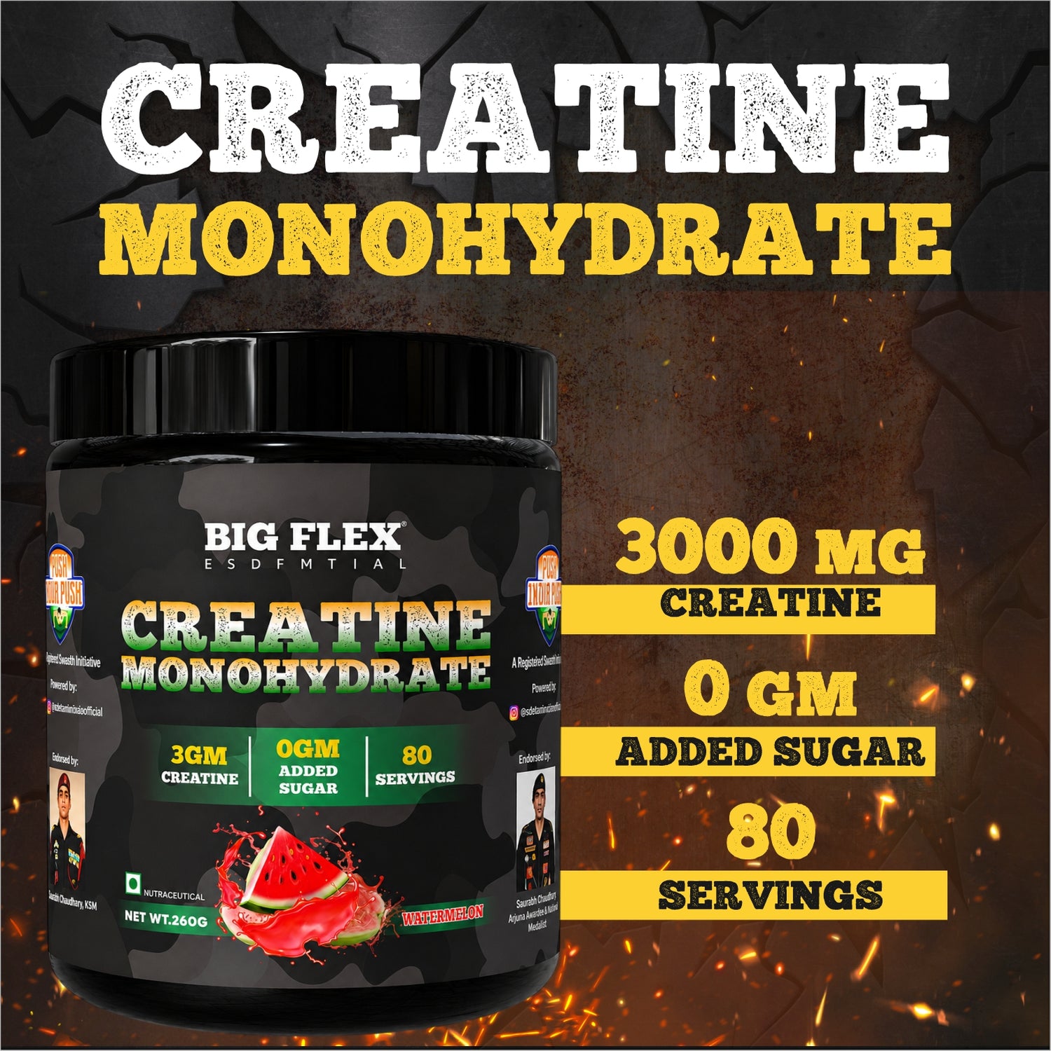 Bigflex Desh Ka Creatine Monohydrate 3g Pure Creatine Per Serving- 260g - 80 Servings