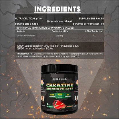 Bigflex Desh Ka Creatine Monohydrate 3g Pure Creatine Per Serving- 260g - 80 Servings