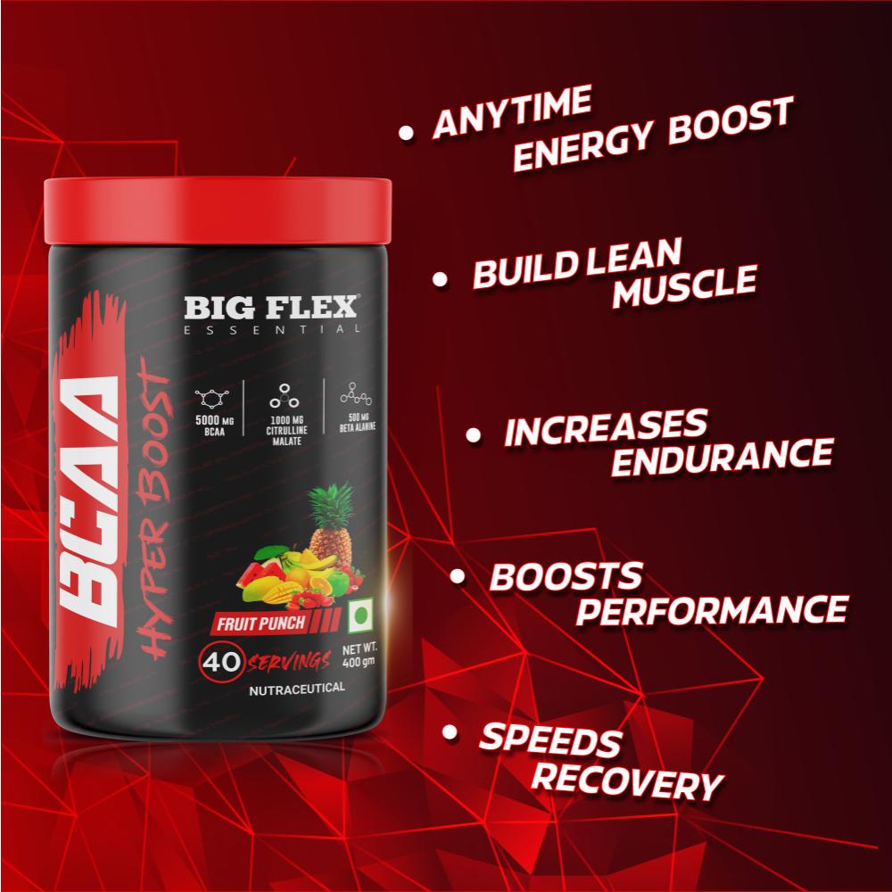 Bigflex Essential BCAA Hyperboost 5000mg Bcaa + Citrulline malate, Beta Alanine, L-Taurine, caffeine