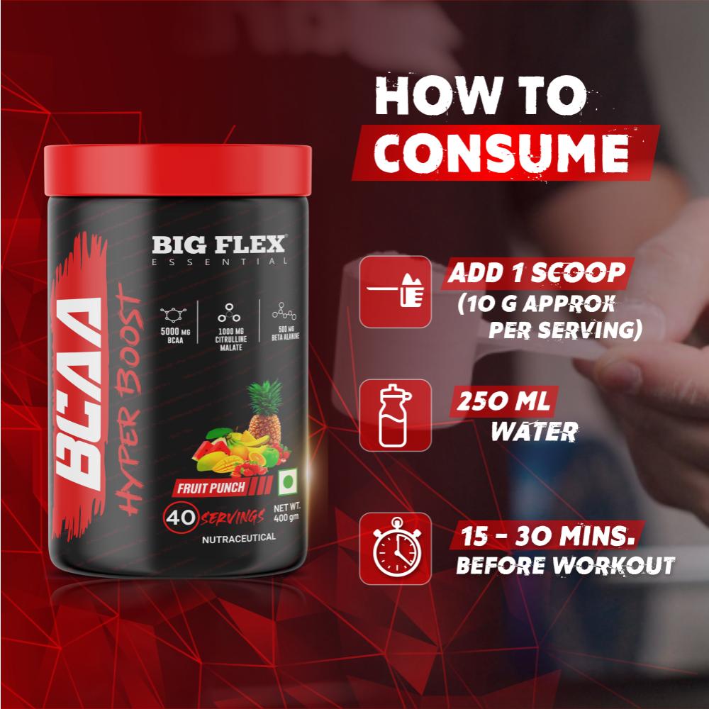 Bigflex Essential BCAA Hyperboost 5000mg Bcaa + Citrulline malate, Beta Alanine, L-Taurine, caffeine