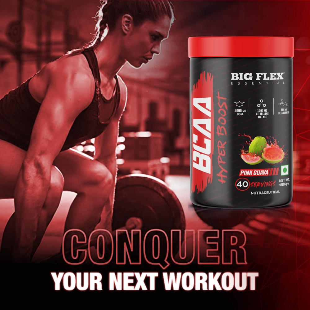 Bigflex Essential BCAA Hyperboost, Fruit Punch | 5000mg BCAA | 1000mg Citrulline Malate | 500mg Beta Alanine | 500mg L-Taurine For Maximum Muscle Growth, Energy, Recovery &amp;amp; Endurance + Free Nuker Shaker