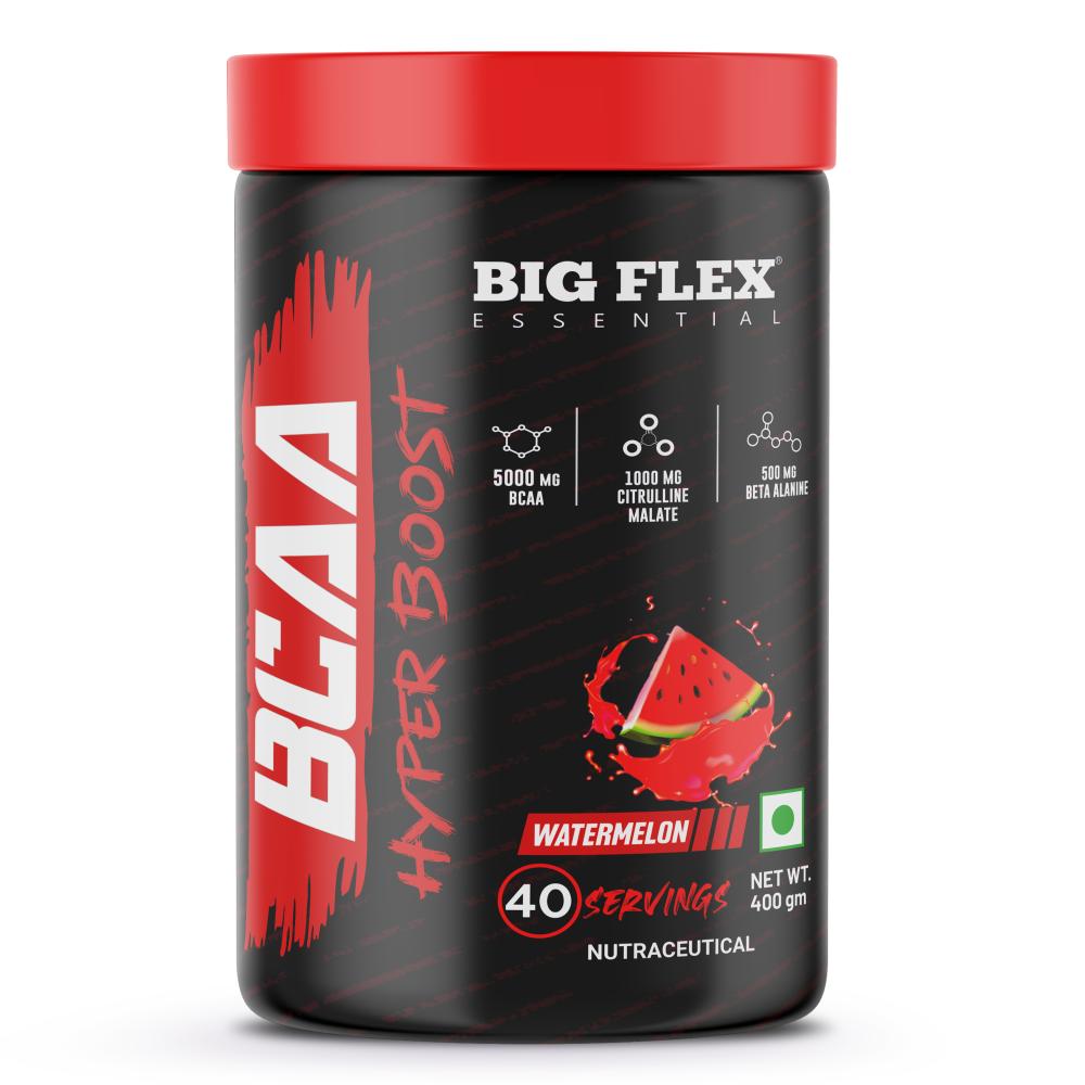 Bigflex Essential BCAA Hyperboost, Fruit Punch | 5000mg BCAA | 1000mg Citrulline Malate | 500mg Beta Alanine | 500mg L-Taurine For Maximum Muscle Growth, Energy, Recovery &amp;amp; Endurance + Free Nuker Shaker