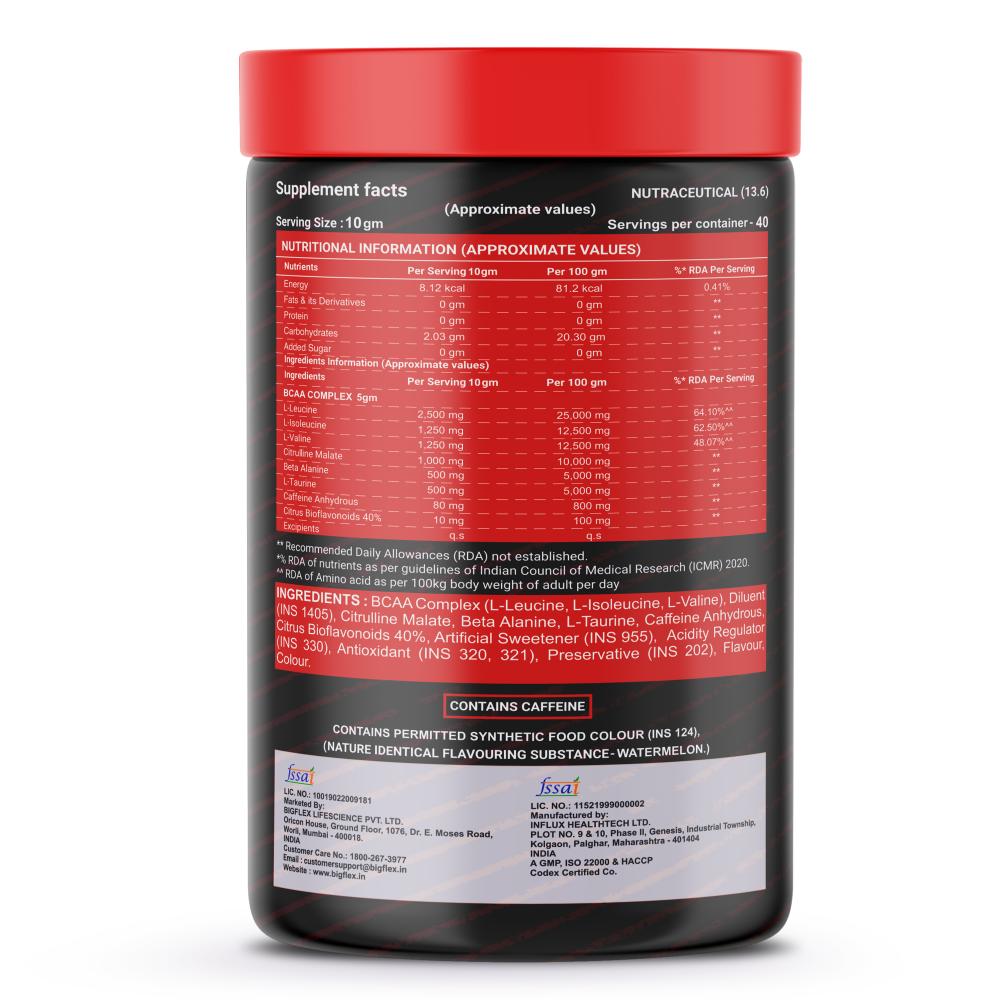 Bigflex Essential BCAA Hyperboost 5000mg Bcaa + Citrulline malate, Beta Alanine, L-Taurine, caffeine