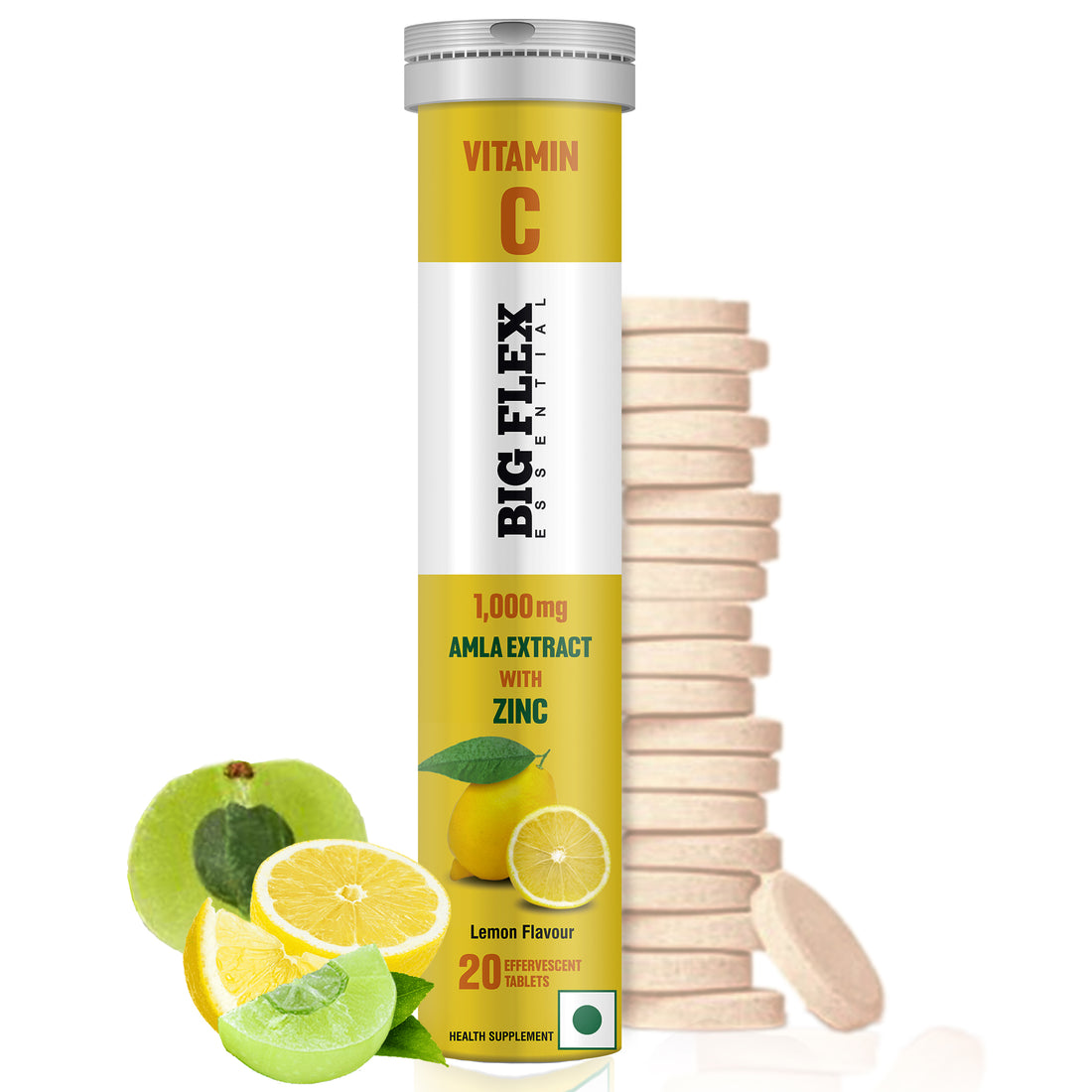 BigFlex Vitamin C with Amla (1000mg) and Zinc (10mg) 20 Effer Tabs Lemon