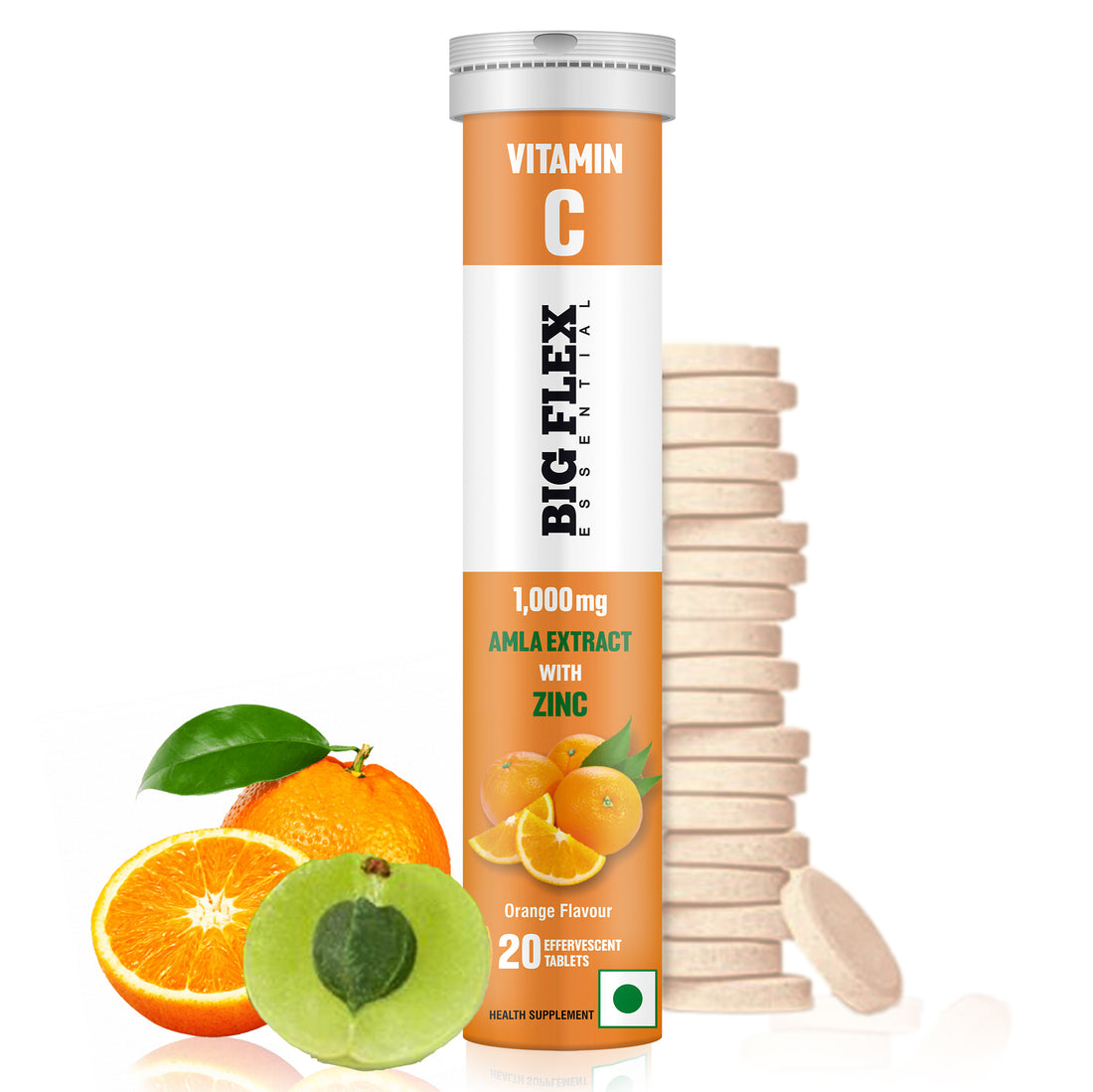 BE Vitamin C with Amla (1000mg) and Zinc (10mg) 20 Effer Tabs Orange