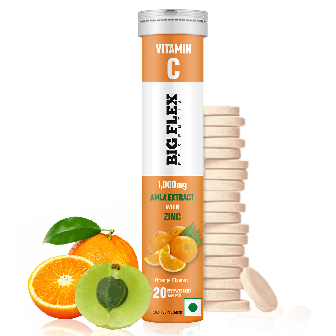 BE Vitamin C with Amla (1000mg) and Zinc (10mg) 20 Effer Tabs Orange