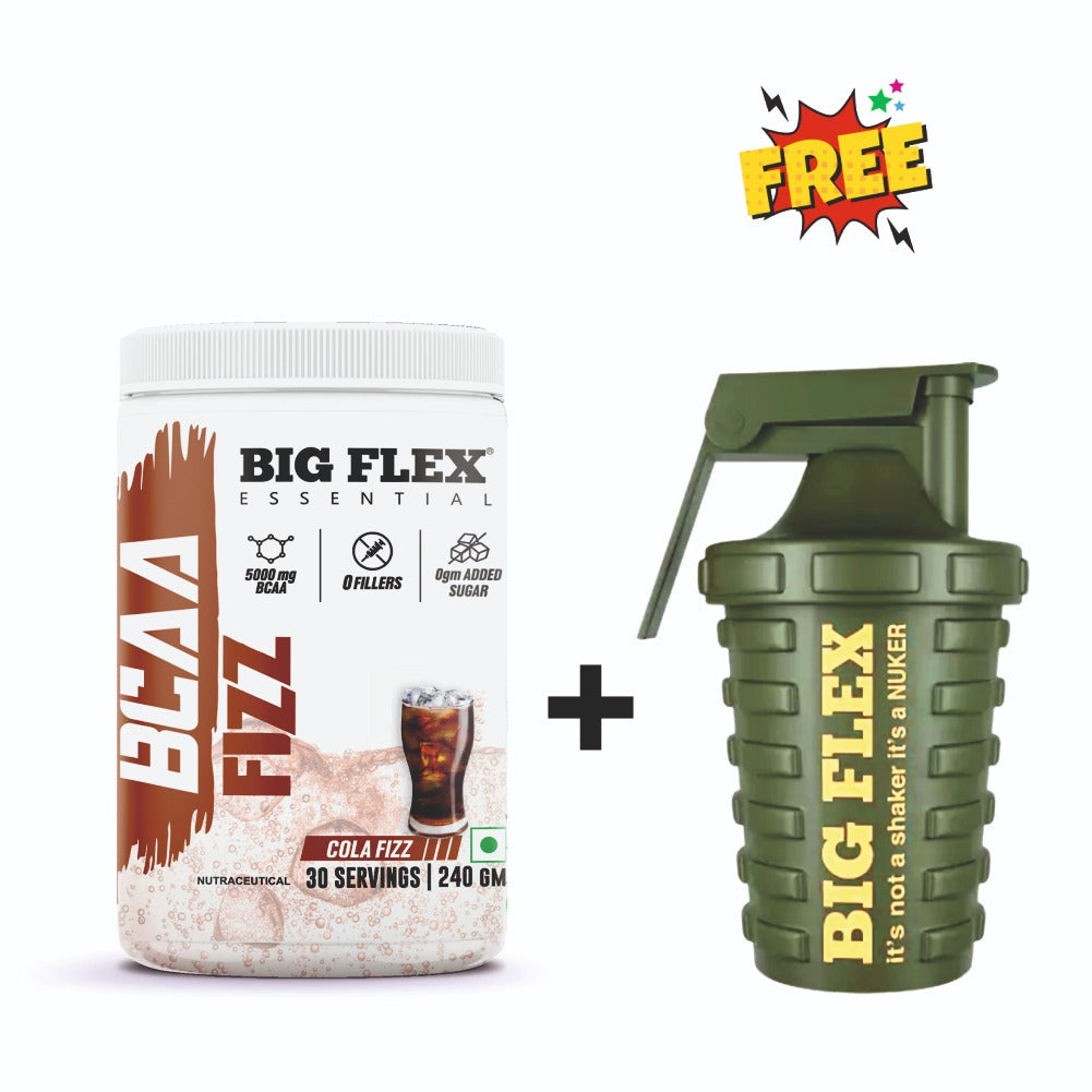 Bigflex Essential BCAA 5000mg 240gm 30 Servings + FREE Bigflex Nuker Military Green 500ml shaker