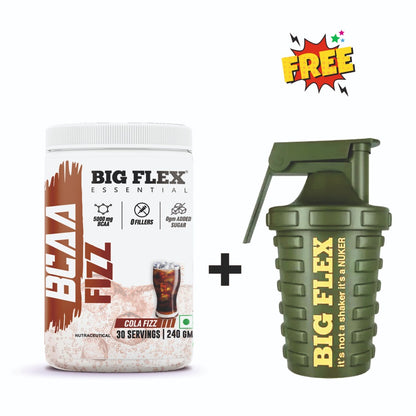 Bigflex Essential BCAA 5000mg 240gm 30 Servings + FREE Bigflex Nuker Military Green 500ml shaker