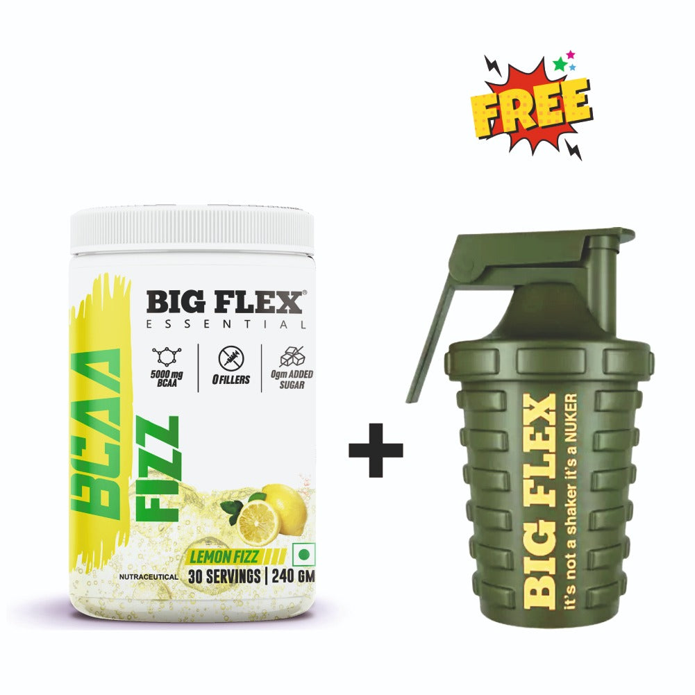 Bigflex Essential BCAA 5000mg 240gm 30 Servings + FREE Bigflex Nuker Military Green 500ml shaker