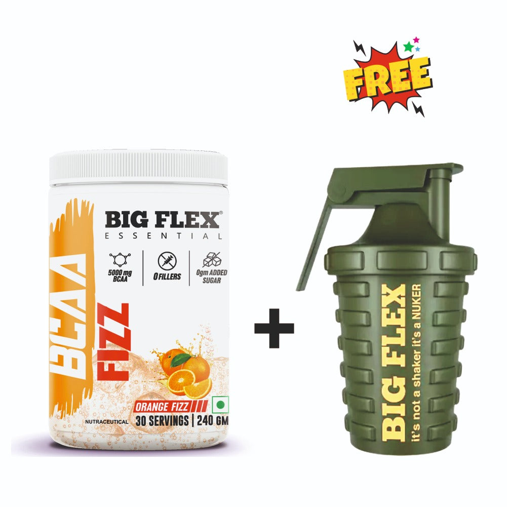 Bigflex Essential BCAA 5000mg 240gm 30 Servings + FREE Bigflex Nuker Military Green 500ml shaker